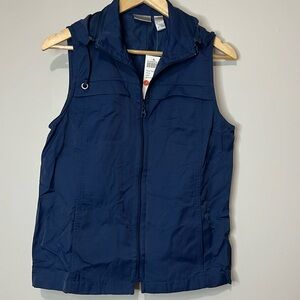 Chico’s Felix Twill Vest W/Removable Hoodie Size L